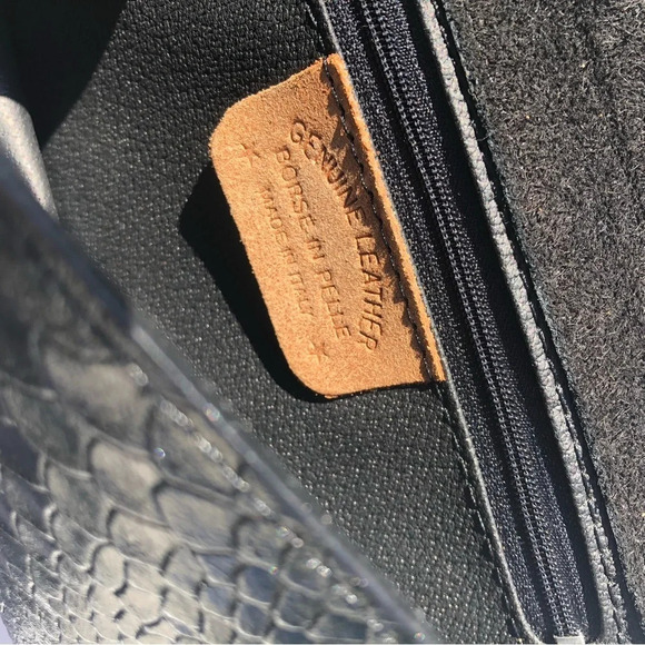 Borse in Pelle Black Leather Chain Strap Crossbody Shoulder Bag - Picture 5 of 7